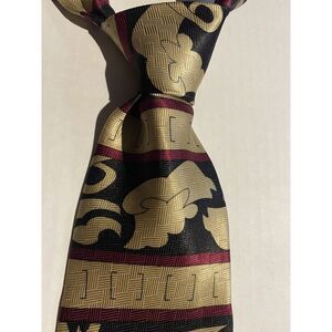 Roberta Collection Men's 100% Silk Tie Blue/Gold/Silver Abstract‎ Made In Italy